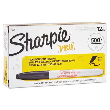 SHARPIE Industrial Permanent Marker, Fine Bullet Tip, Black, PK12 13601